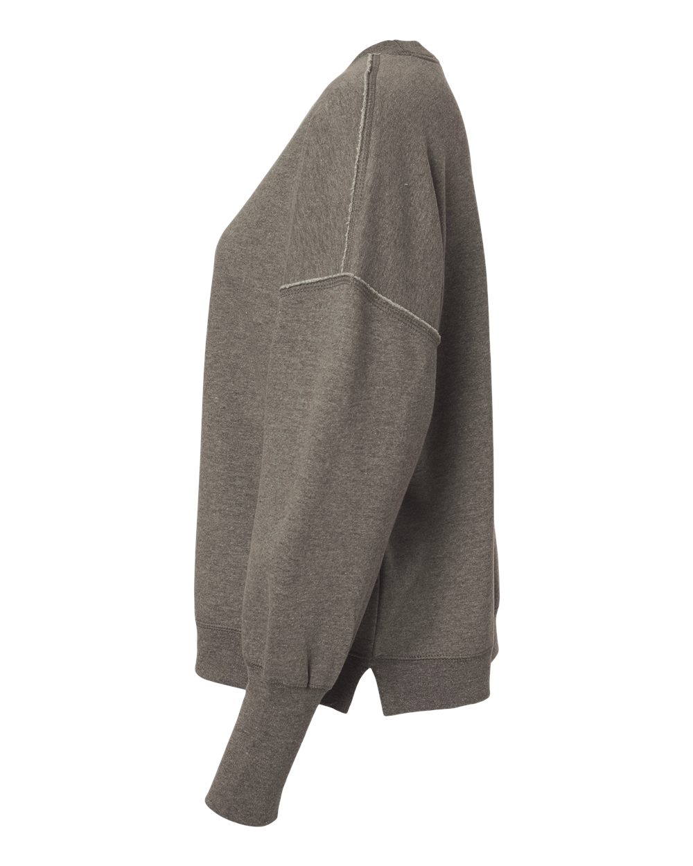 Left View of Charcoal Women's Sueded Fleece Crewneck Sweatshirt - W22712