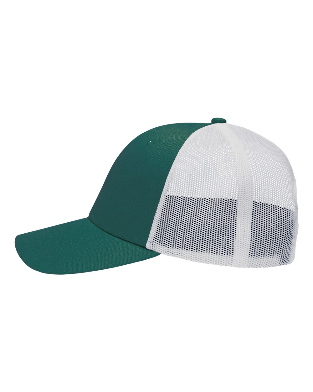 Left View of Chino Forest Green/ White Traditional Lo-Pro Mesh Back Trucker Fit Cap - SP1450