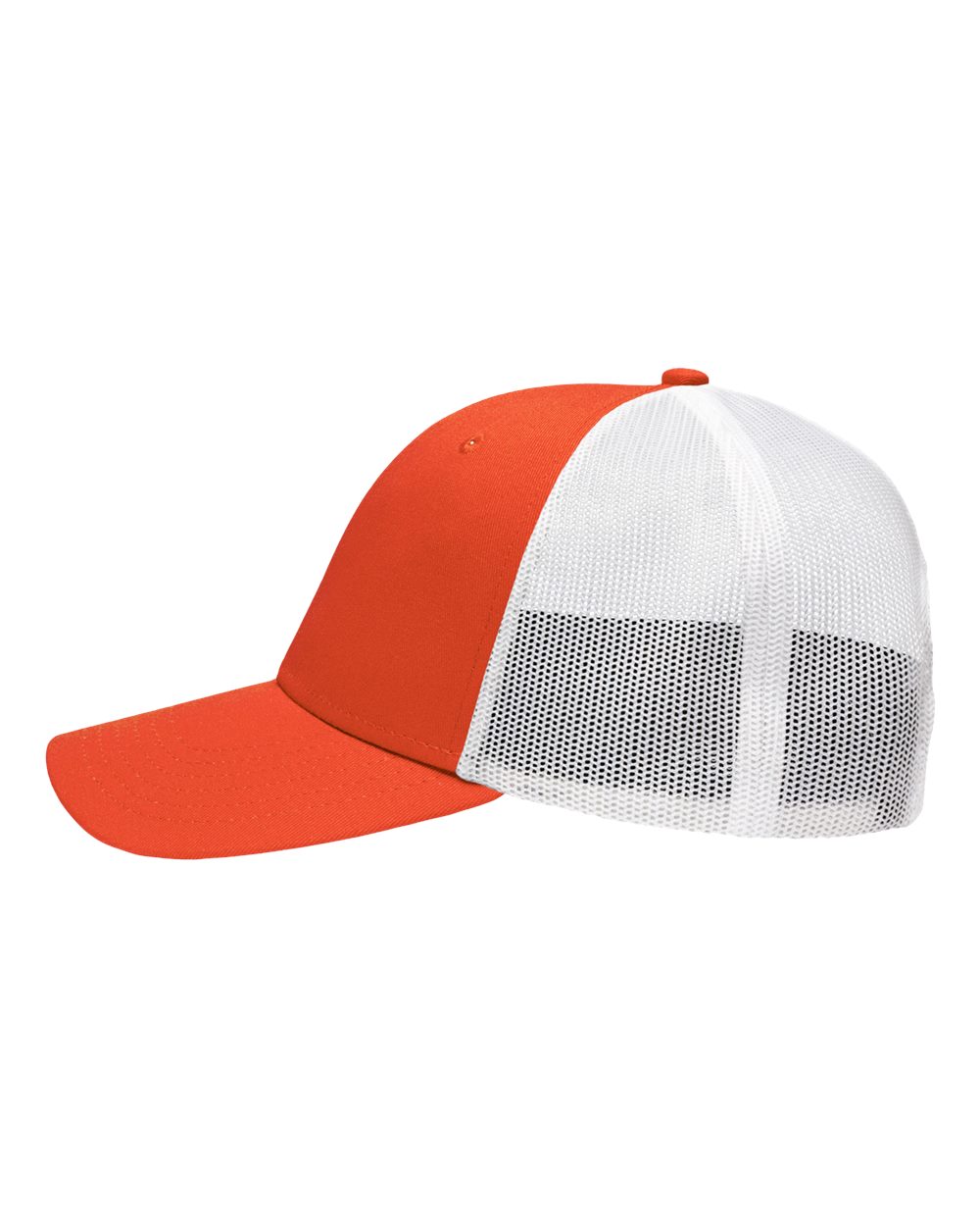 Left View of Chino Orange/ White Traditional Lo-Pro Mesh Back Trucker Fit Cap - SP1450