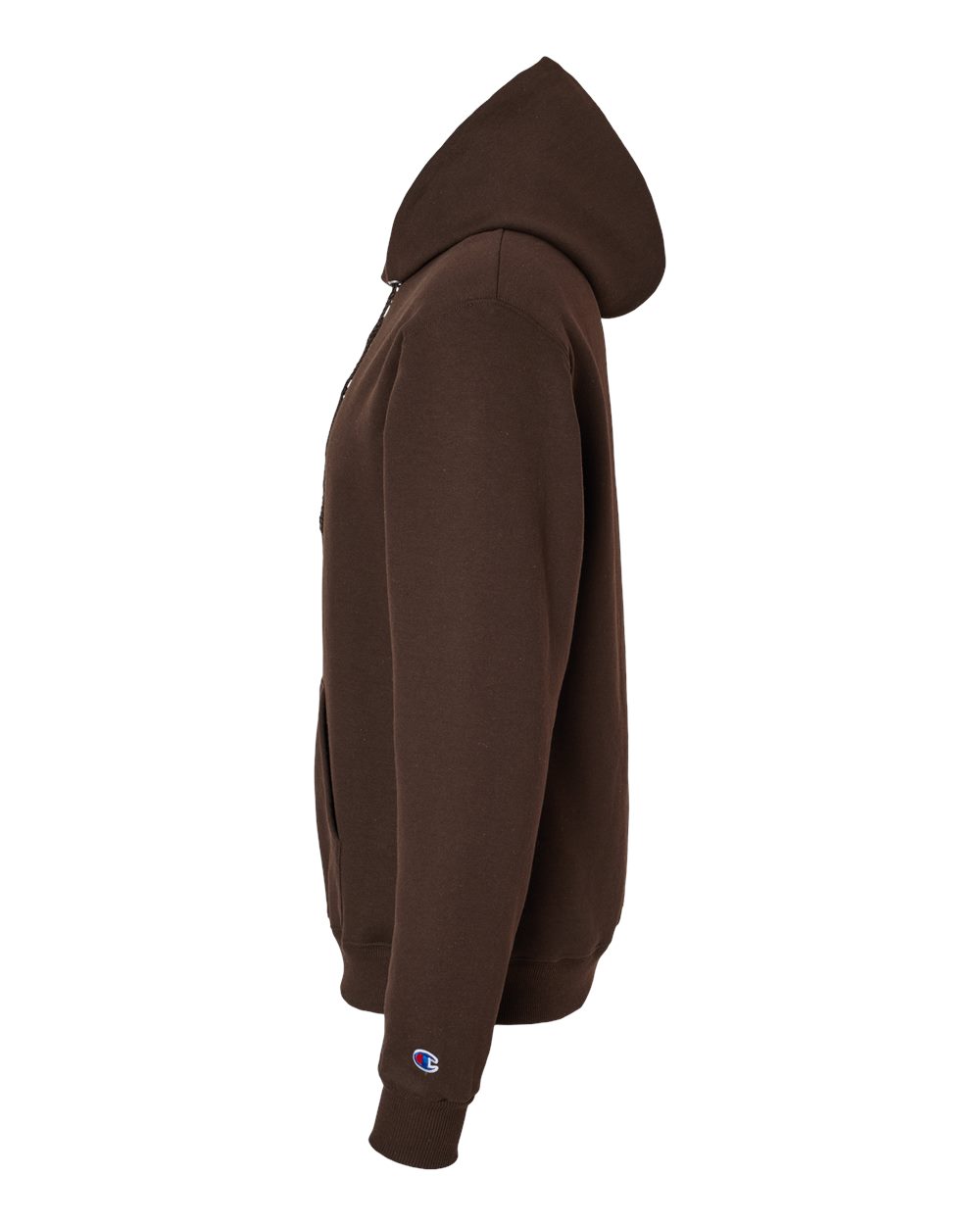 Left View of Chocolate Brown Powerblend® Hooded Sweatshirt - S700