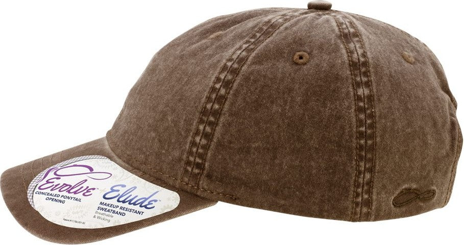Left View of Chocolate/ Fawn Women's Pigment-Dyed with Fashion Undervisor Cap - CASSIE