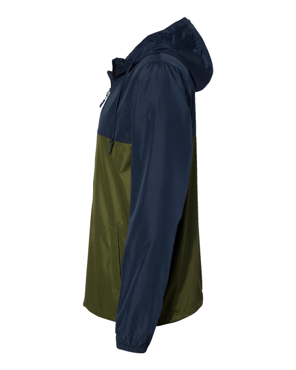 Left View of Classic Navy/ Army Lightweight Windbreaker Full-Zip Jacket - EXP54LWZ
