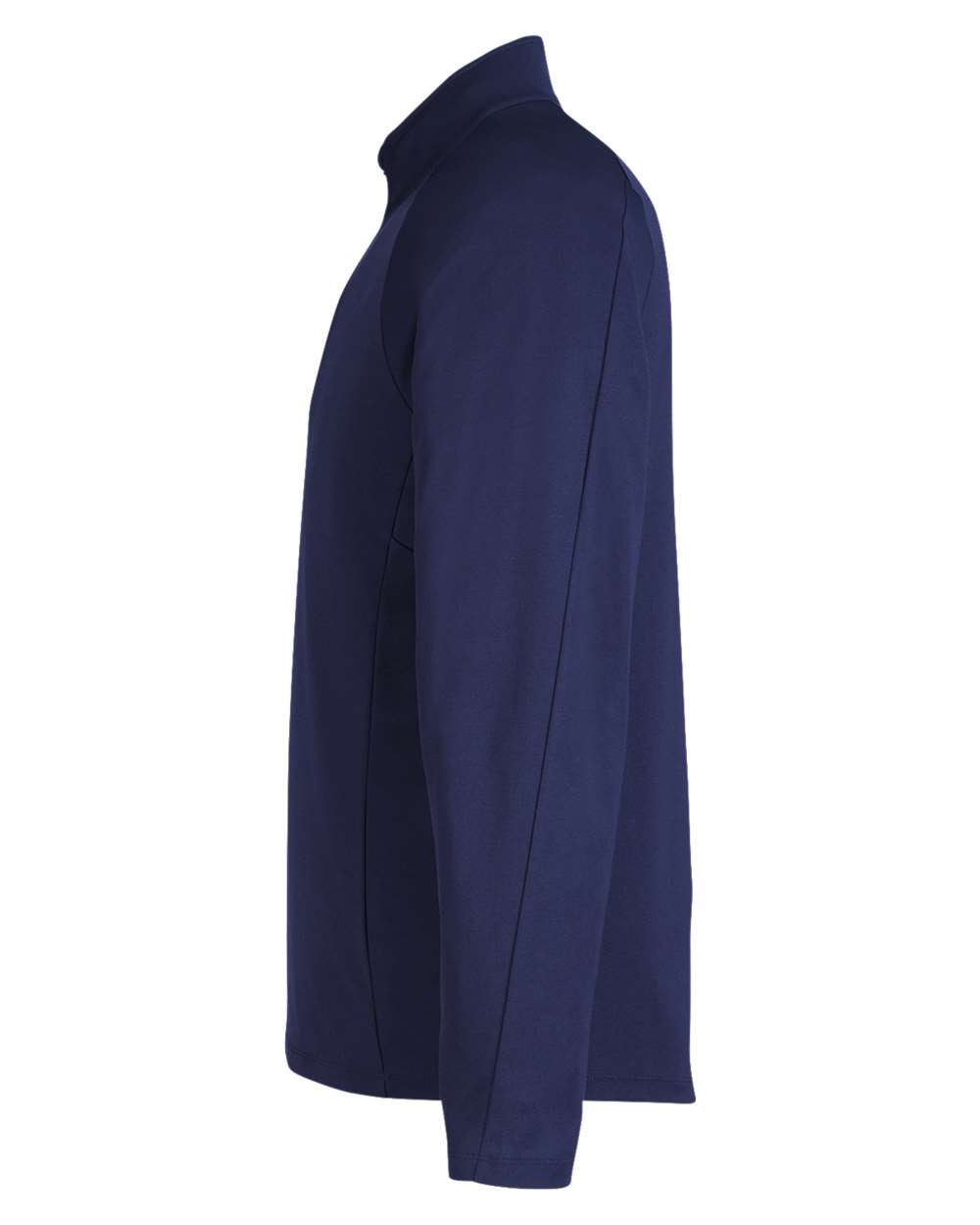 Left View of Classic Navy Heather/ Carbon Men's Origin Performance Pique Quarter-Zip Pullover - CE418