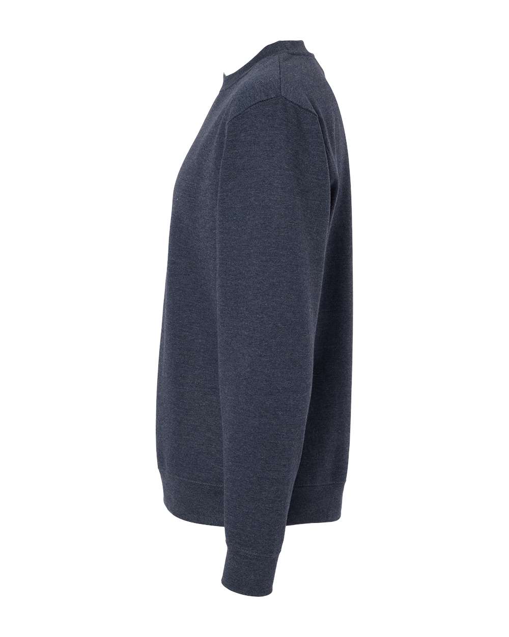 Left View of Classic Navy Heather Midweight Crewneck Sweatshirt - SS3000