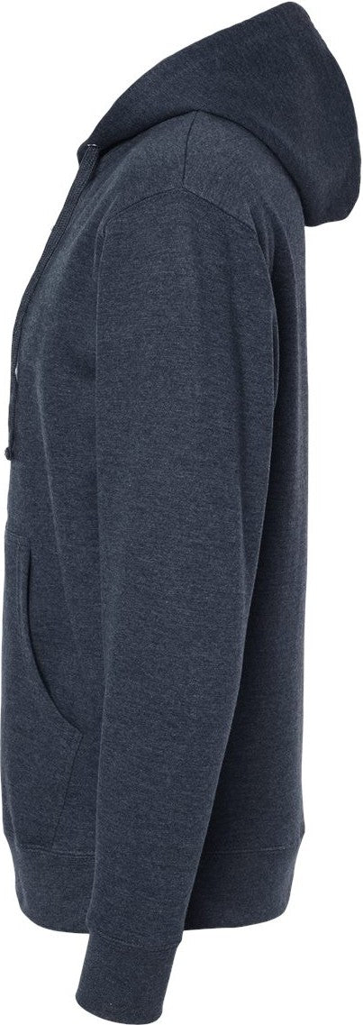 Left View of Classic Navy Heather Midweight Full-Zip Hooded Sweatshirt - SS4500Z