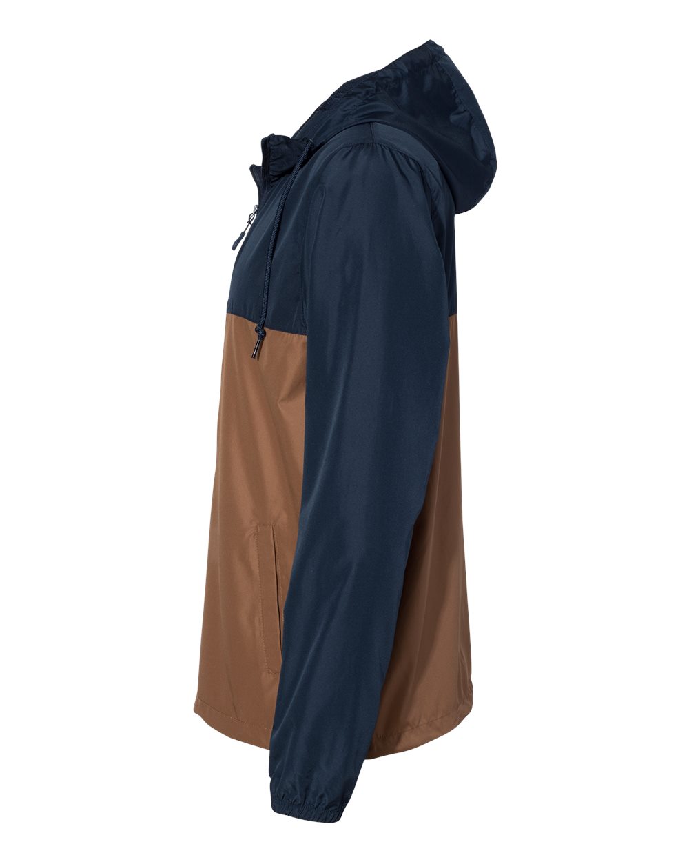 Left View of Classic Navy/ Saddle Lightweight Windbreaker Full-Zip Jacket - EXP54LWZ