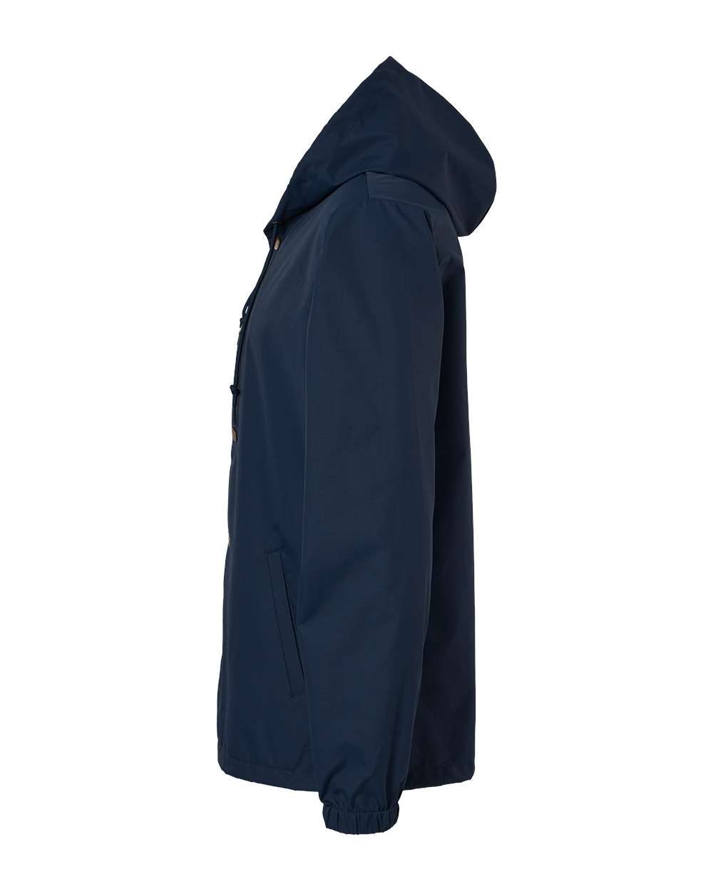 Left View of Classic Navy Water-Resistant Hooded Windbreaker - EXP95NB