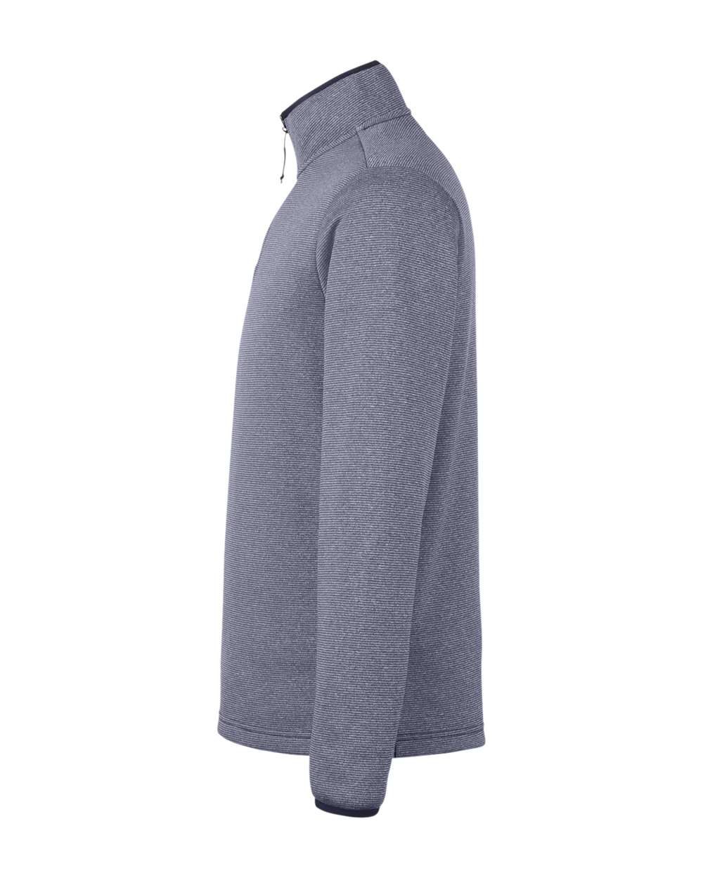Left View of Classic Navy/ White Men's Venture Heathered Stripe Quarter-Zip Pullover - CE73