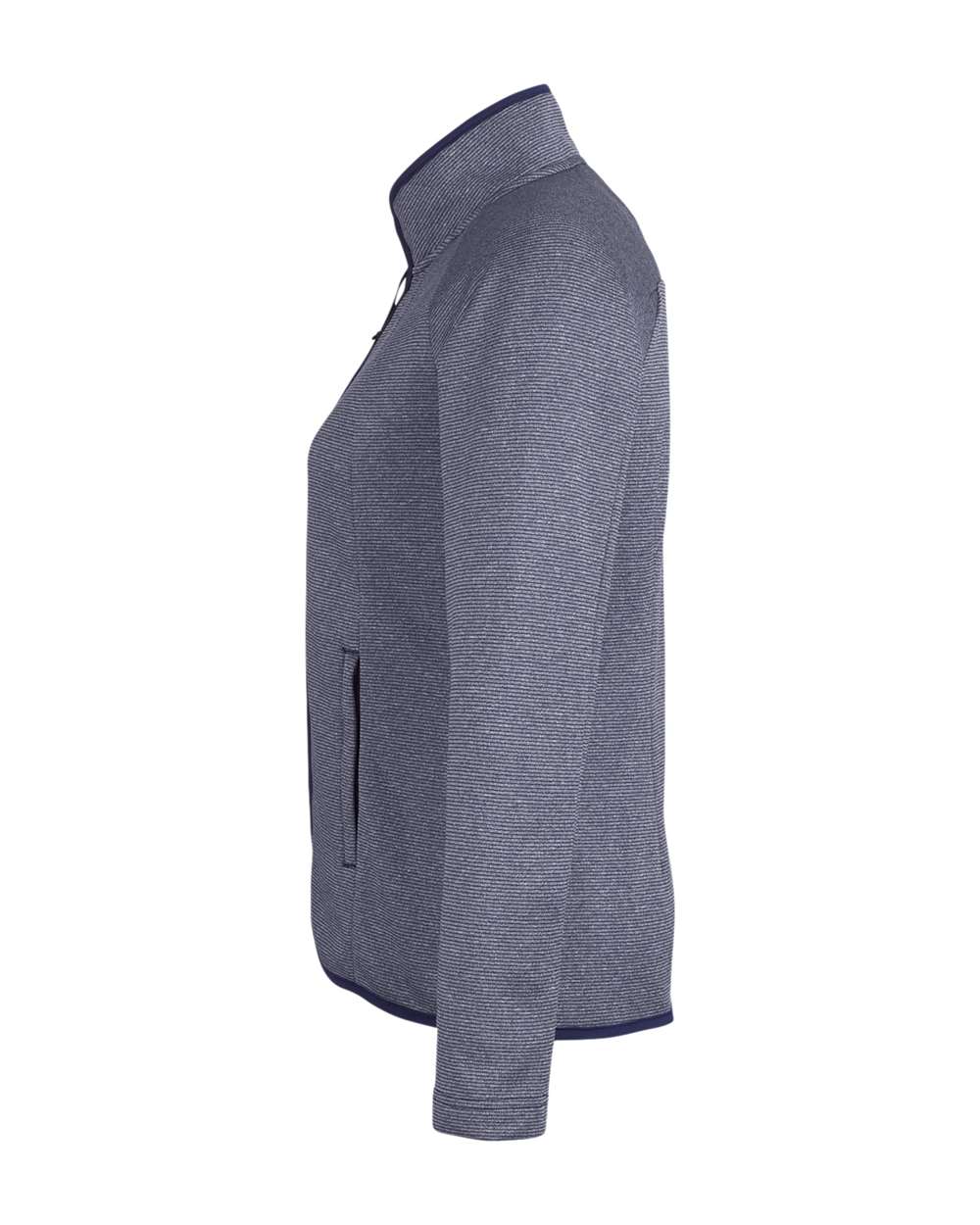 Left View of Classic Navy/ White Women's Venture Heathered Stripe Full-Zip - CE72W