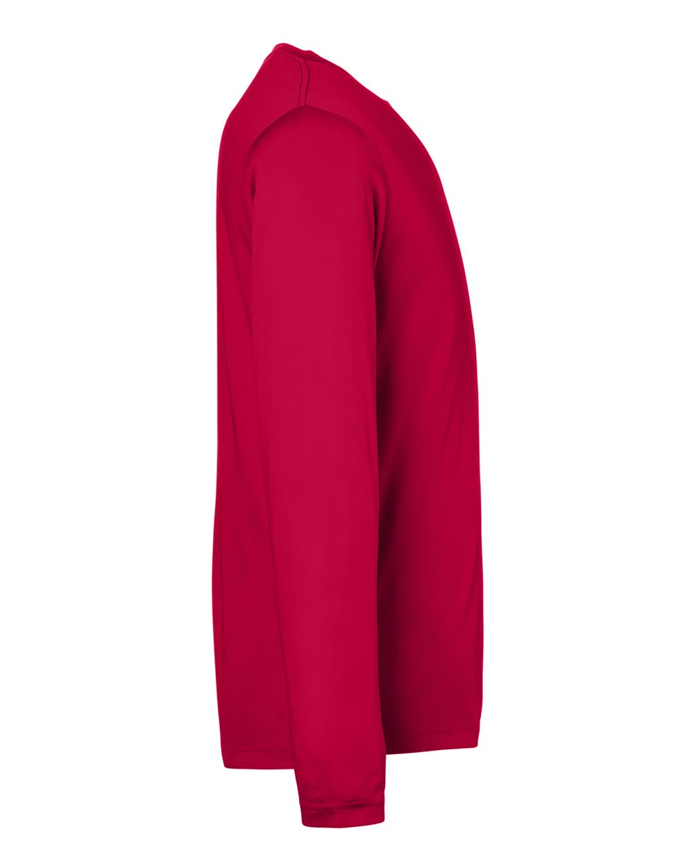 Left View of Classic Red Unisex Capital Long Sleeve Performance T-Shirt - CE10L