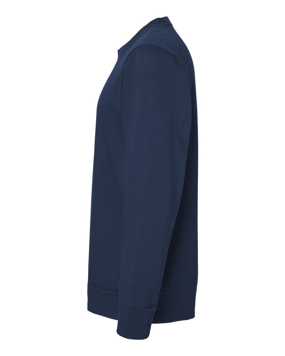 Left View of Collegiate Navy Fleece Crewneck Sweatshirt - A434