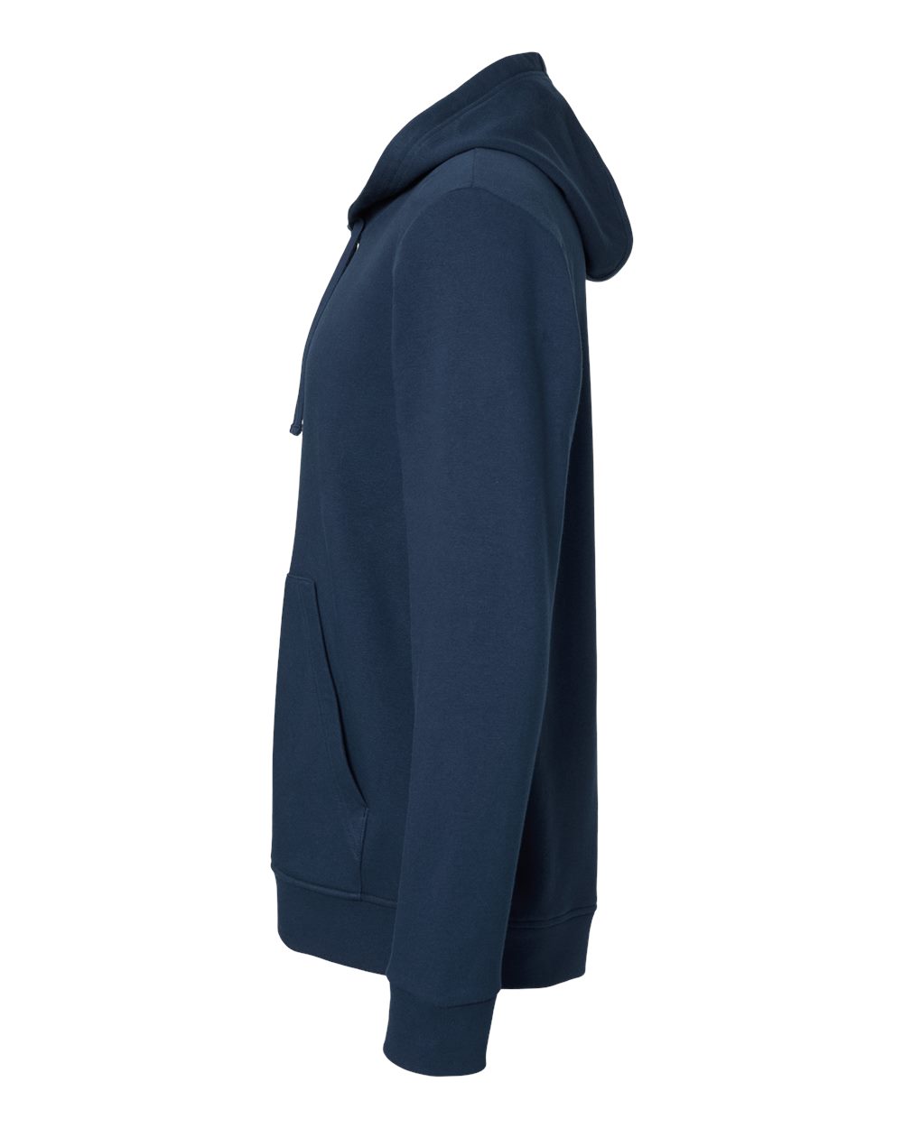 Left View of Collegiate Navy Fleece Hooded Sweatshirt - A432