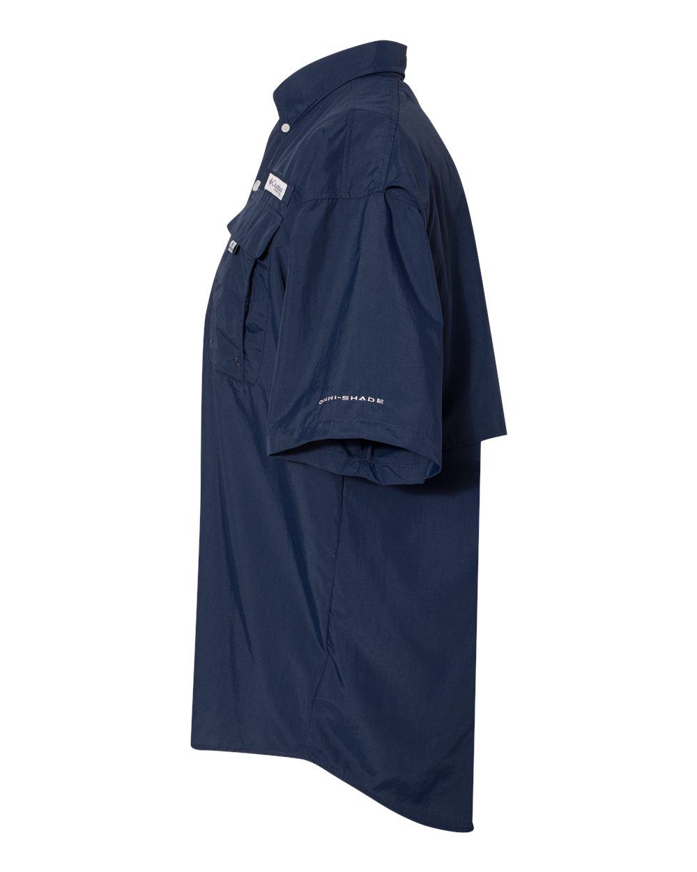 Left View of Collegiate Navy PFG Bahama™ II Short Sleeve Shirt - 212464