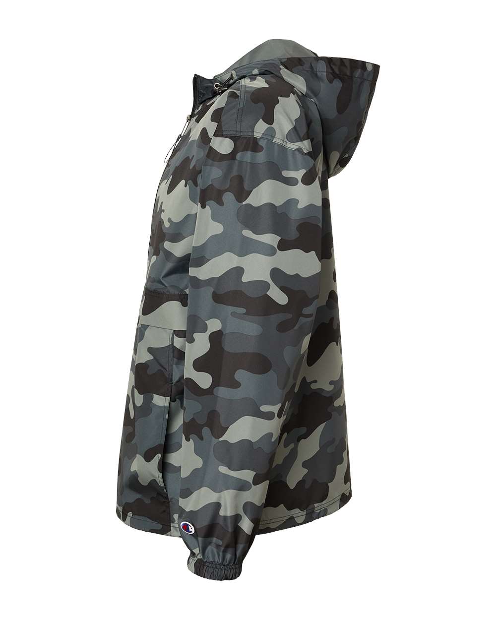 Left View of Concrete Camo Packable Anorak Jacket - CO200