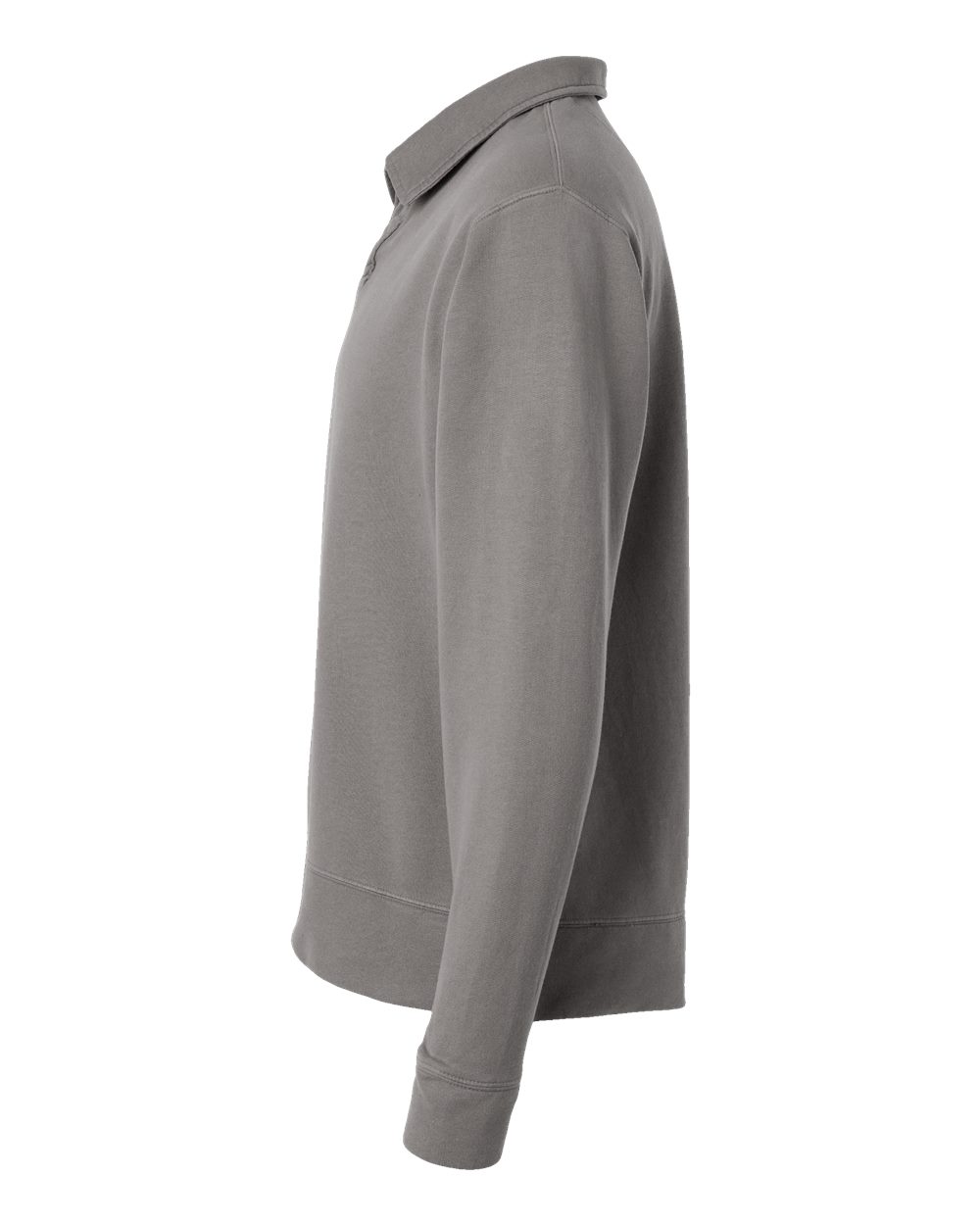 Left View of Concrete Grey Garment-Dyed Polo Collar Sweatshirt - GDH490