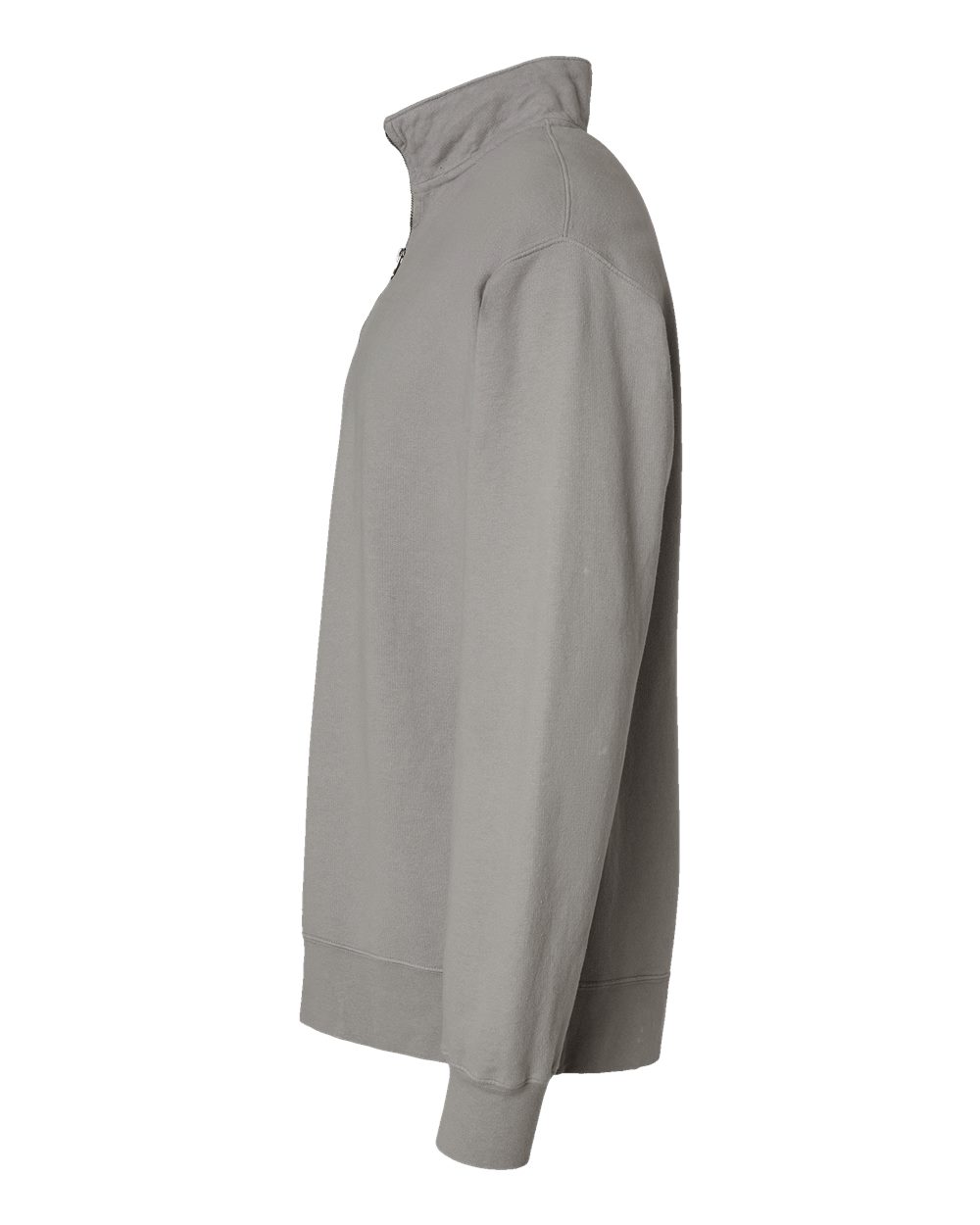 Left View of Concrete Grey Garment-Dyed Quarter-Zip Sweatshirt - GDH425