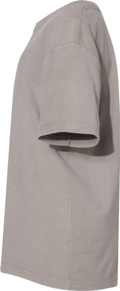 Left View of Concrete Grey Garment-Dyed Youth T-Shirt - GDH175