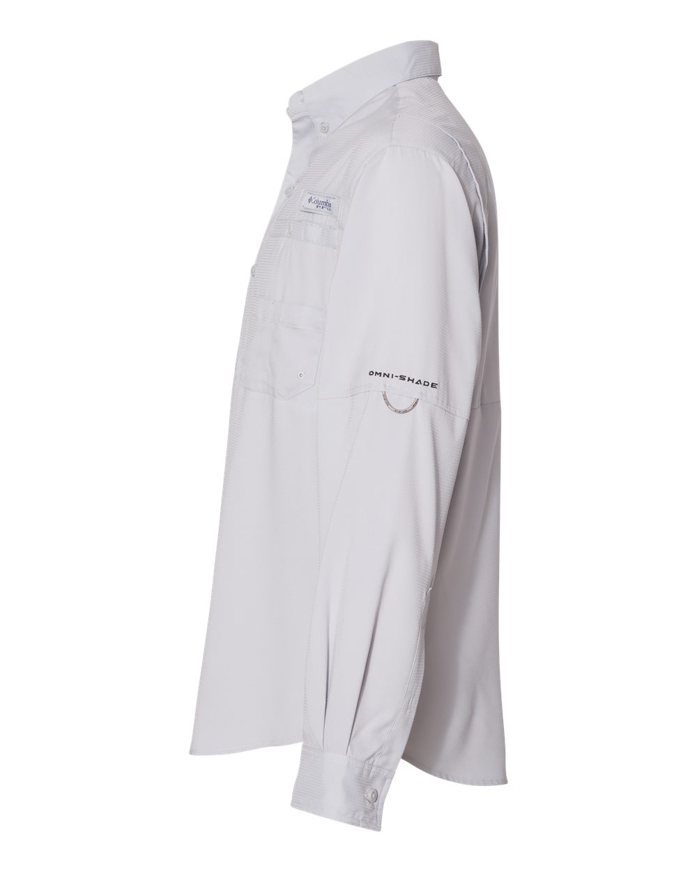 Left View of Cool Grey PFG Tamiami™ II Long Sleeve Shirt - 128606