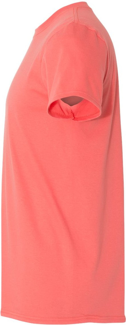 Left View of Coral Silk Softstyle® T-Shirt - 64000