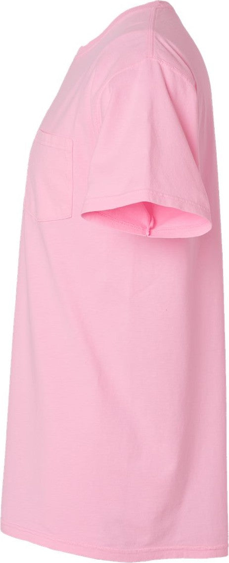 Left View of Cotton Candy Garment-Dyed Pocket T-Shirt - GDH150