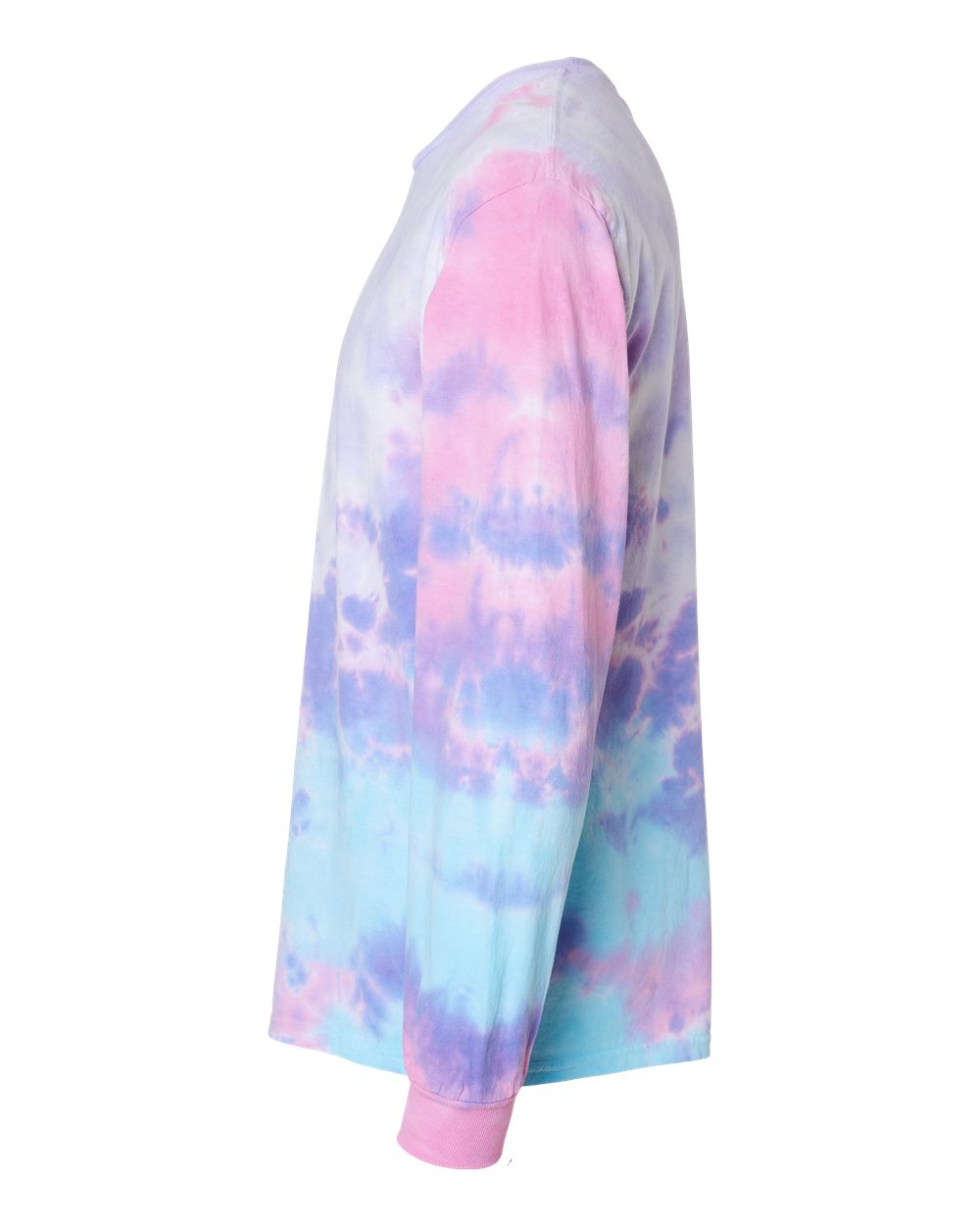 Left View of Cotton Candy Tie-Dyed Long Sleeve T-Shirt - 2000