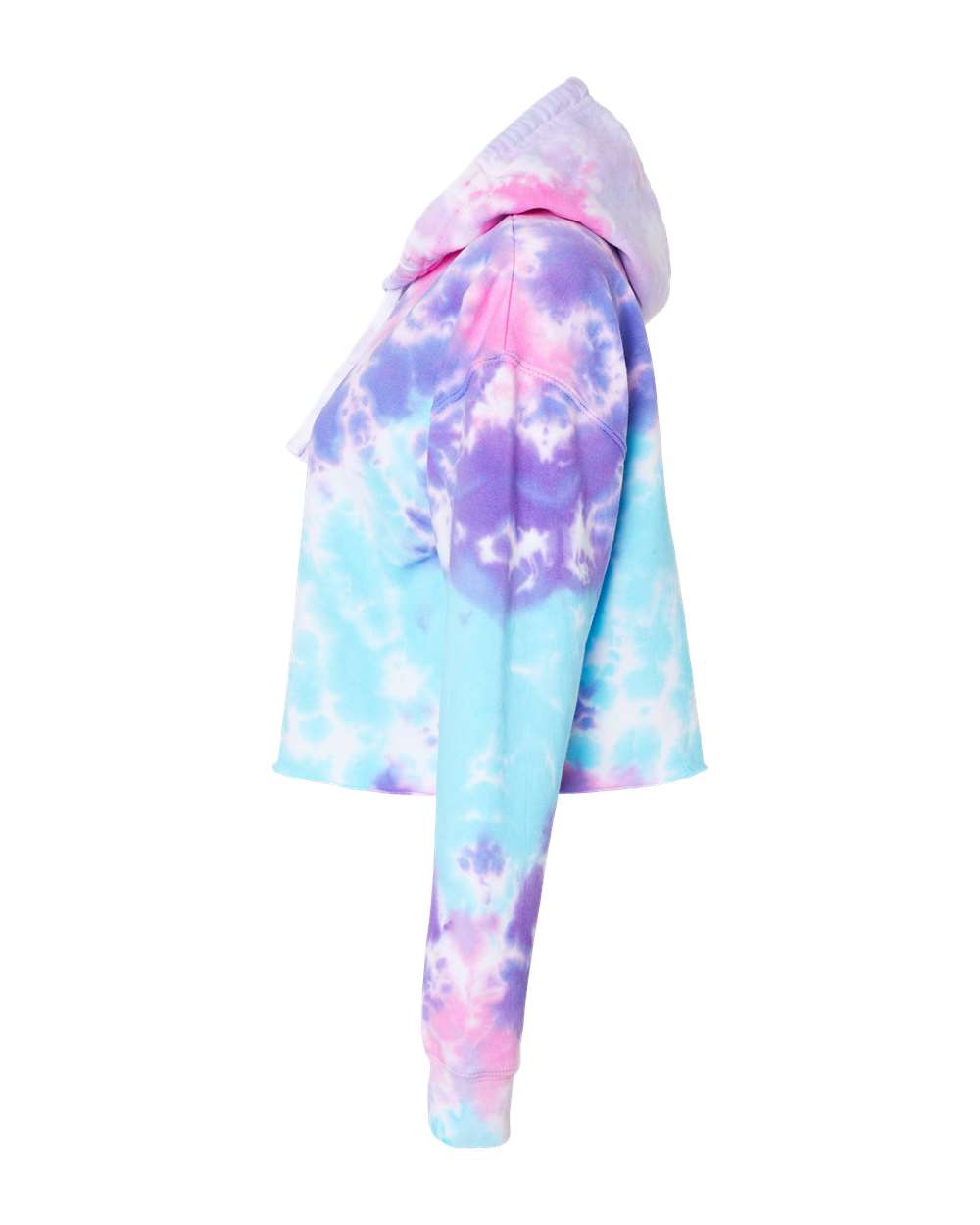 Left View of Cotton Candy Women's Tie-Dyed Crop Hooded Sweatshirt - 8333