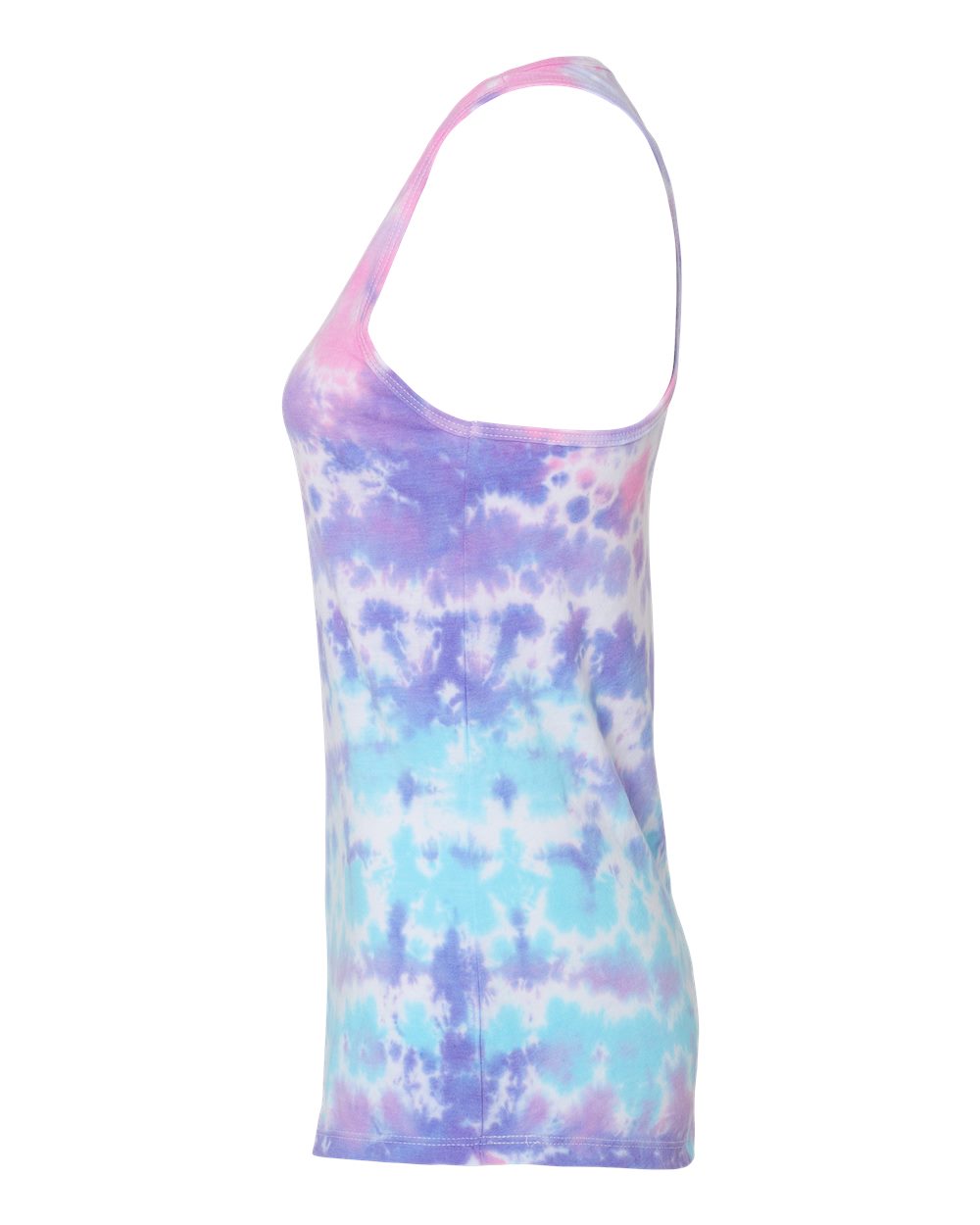Left View of Cotton Candy Women's Tie-Dyed Racerback Tank Top - 3400