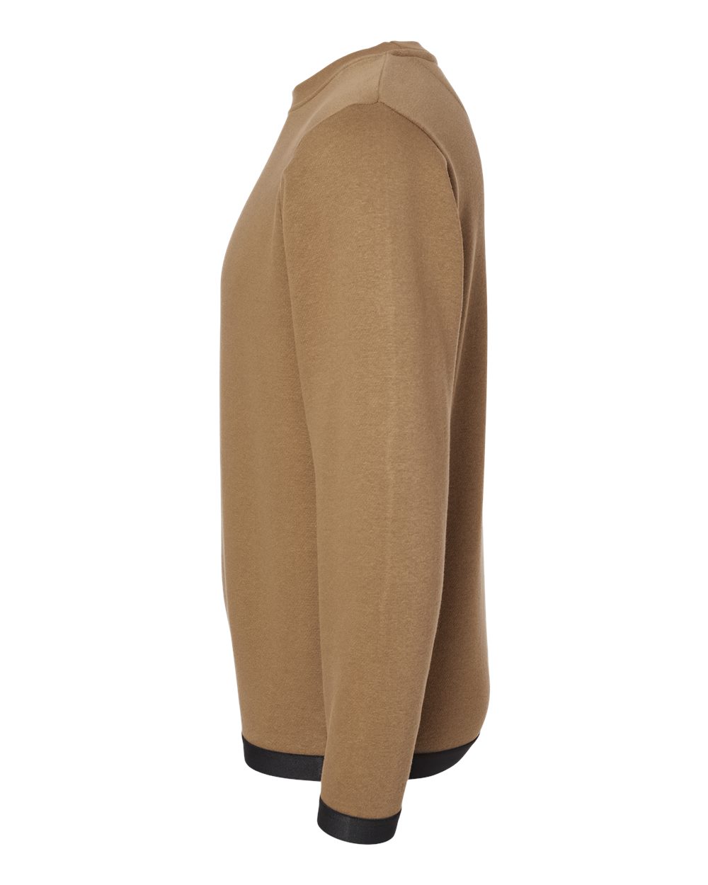 Left View of Coyote Brown/ Black The Statement Fleece Crewneck Sweatshirt - 6789