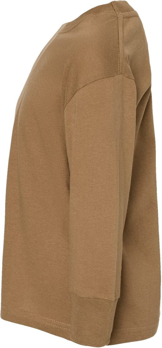Left View of Coyote Brown Toddler Fine Jersey Long Sleeve Tee - 3302