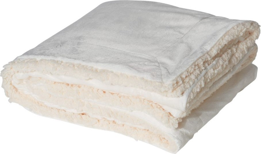 Left View of Cream Micro Mink Sherpa Blanket - 8712