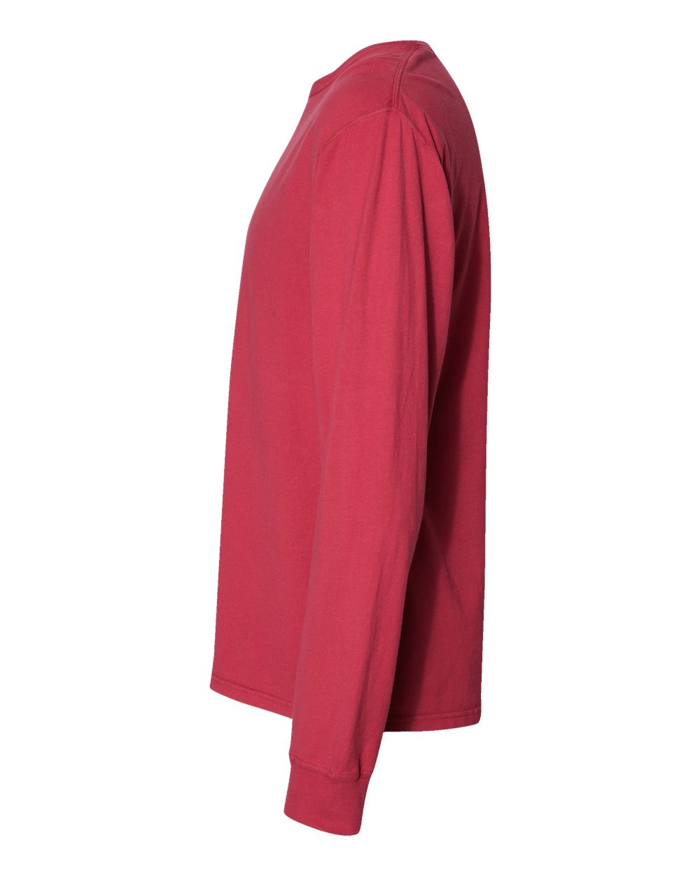 Left View of Crimson Fall Garment-Dyed Long Sleeve T-Shirt - GDH200