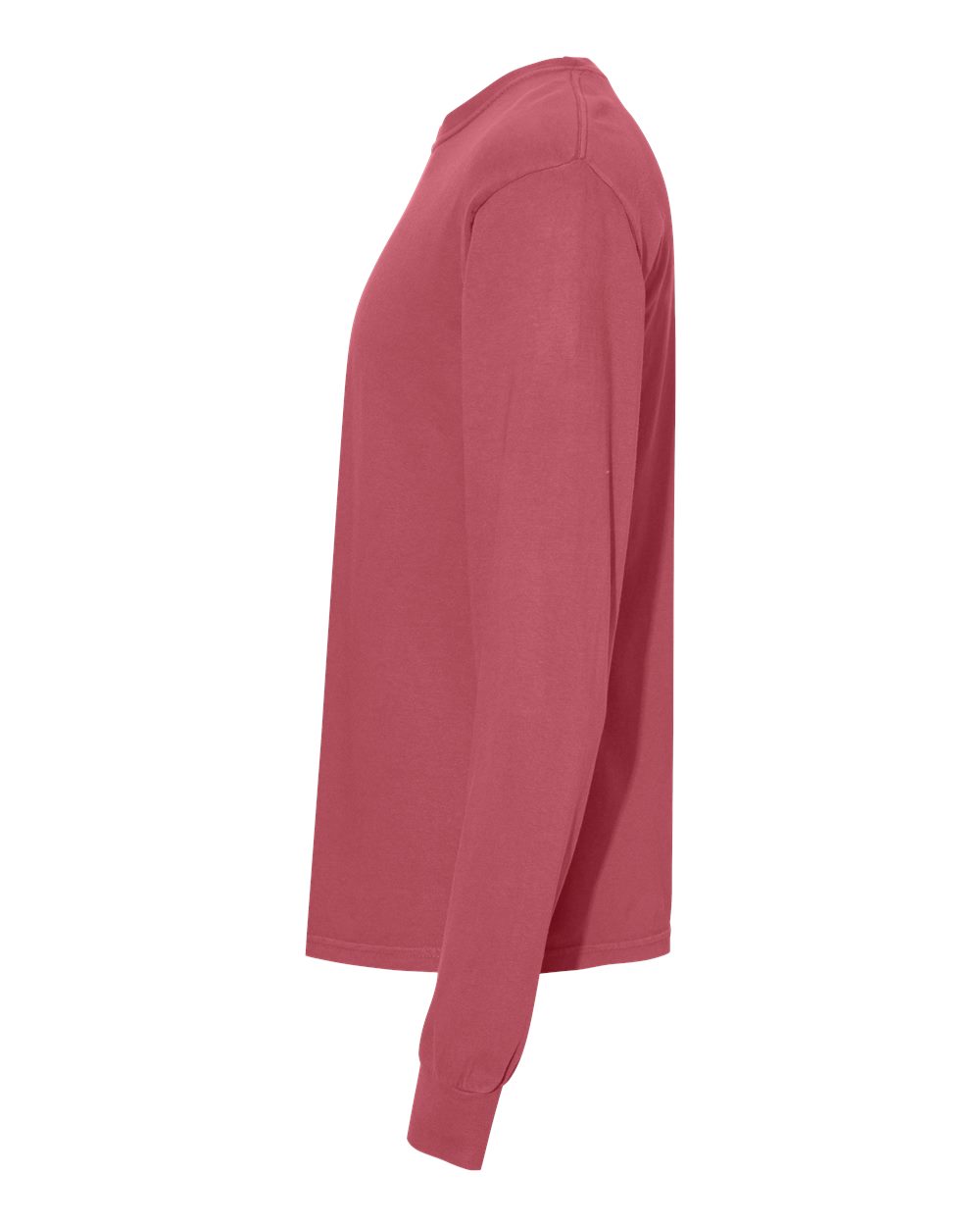 Left View of Crimson Garment-Dyed Heavyweight Long Sleeve T-Shirt - 6014