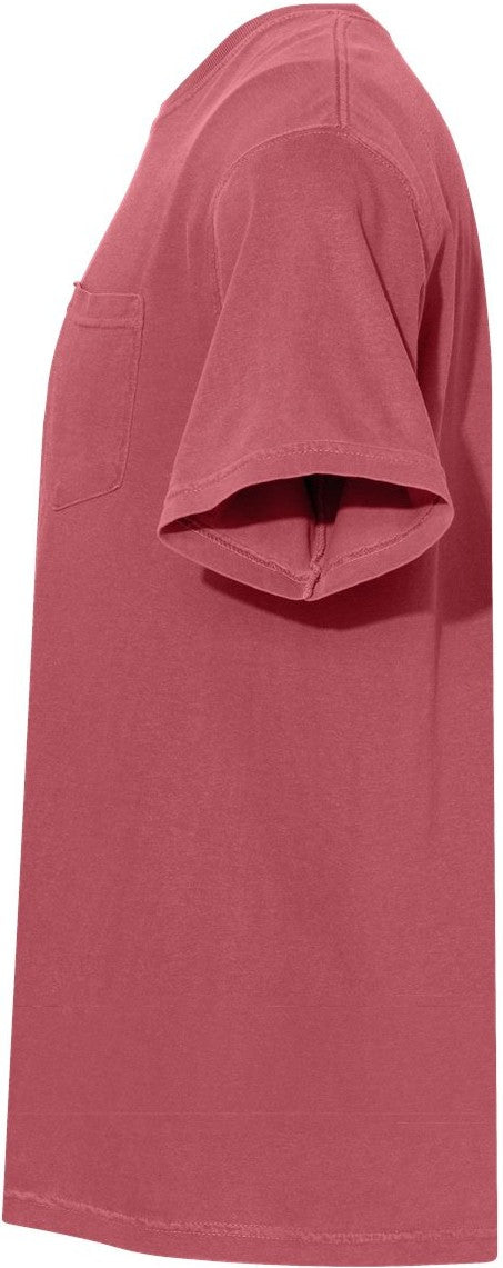 Left View of Crimson Garment-Dyed Heavyweight Pocket T-Shirt - 6030