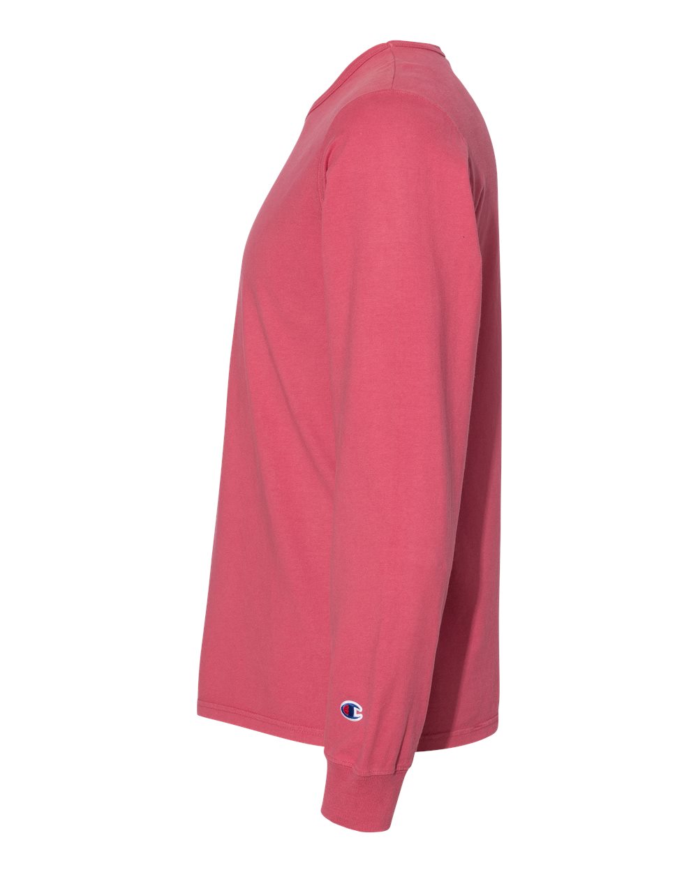 Left View of Crimson Garment-Dyed Long Sleeve T-Shirt - CD200