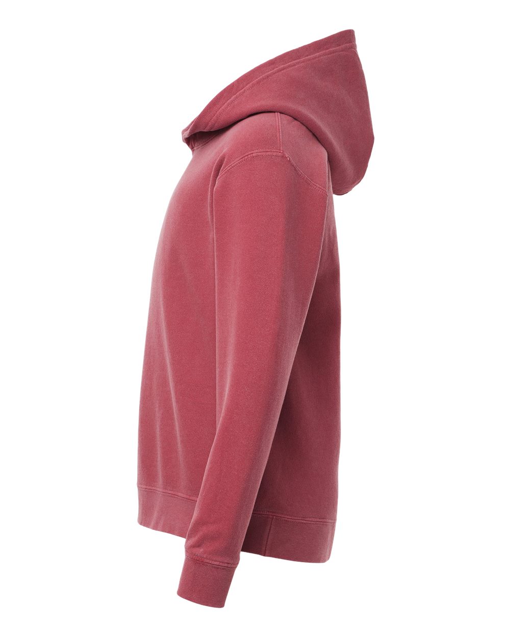 Left View of Crimson Garment-Dyed Youth Lightweight Fleece Hooded Sweatshirt - 1467Y