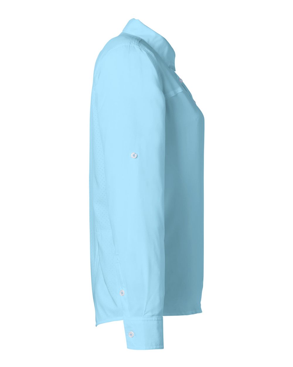 Left View of Crystal Blue Women's Tide Point Long Sleeve Shirt - H615006