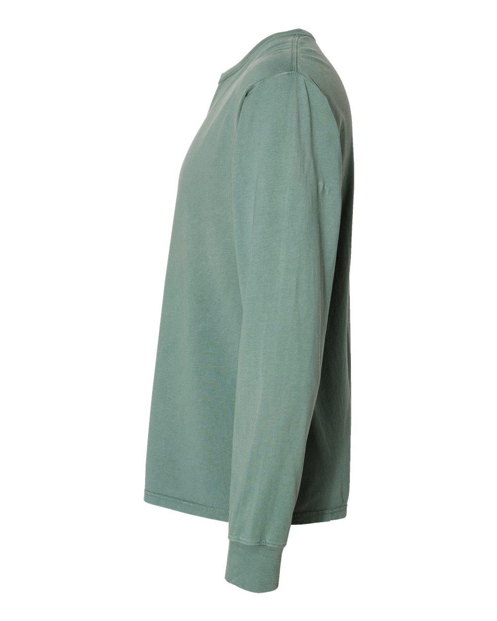 Left View of Cypress Green Garment-Dyed Long Sleeve T-Shirt - GDH200