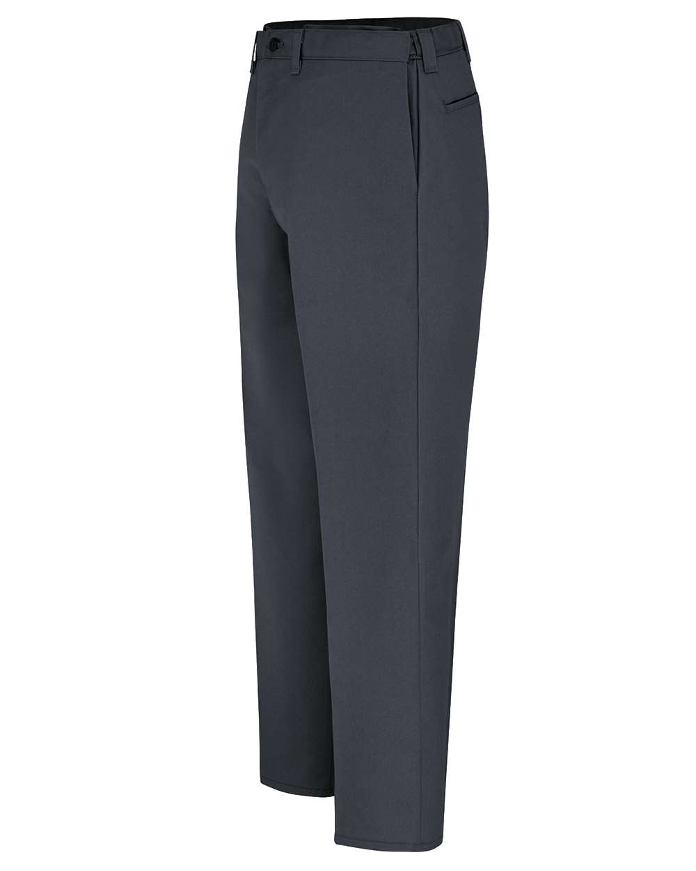 Left View of Dark Charcoal - 37 Unhemmed Industrial Flat Front Comfort Waist Pants - LP17