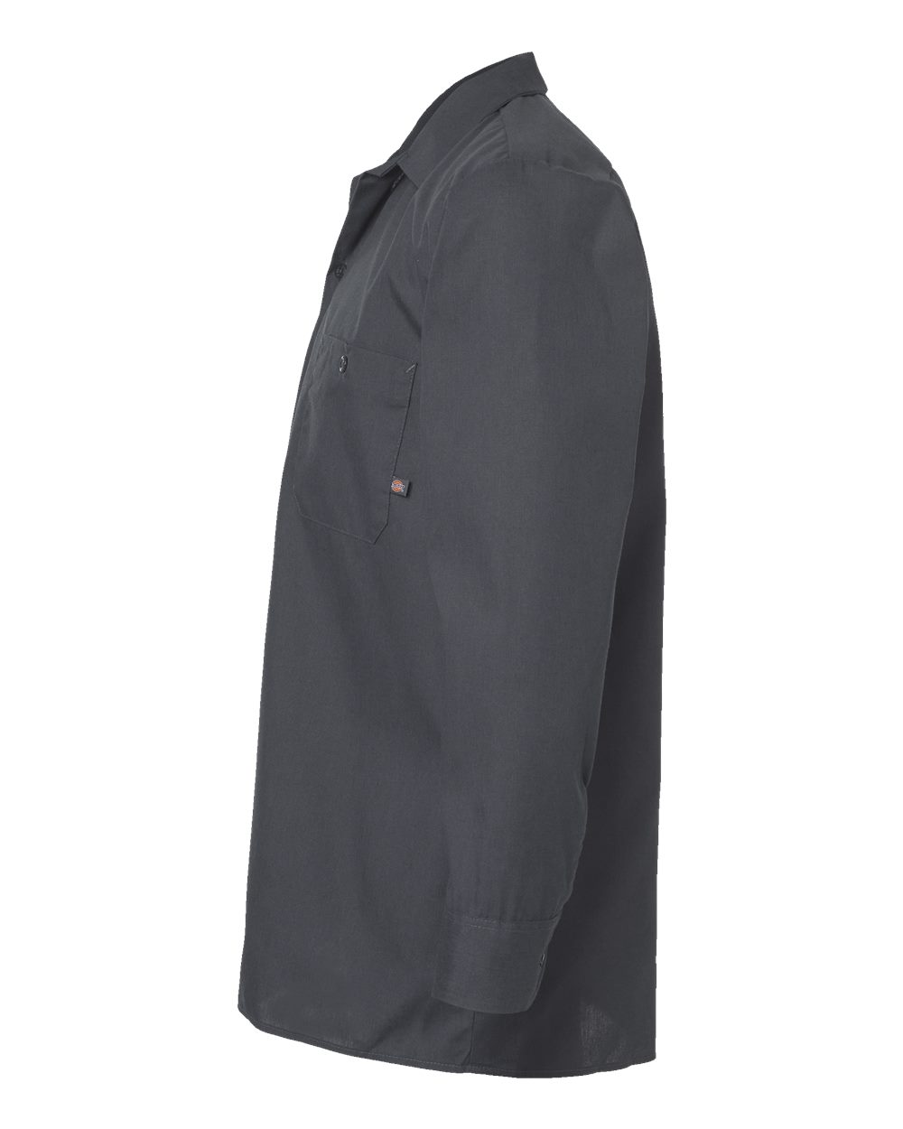 Left View of Dark Charcoal Industrial Long Sleeve Work Shirt - Tall Sizes - L535T