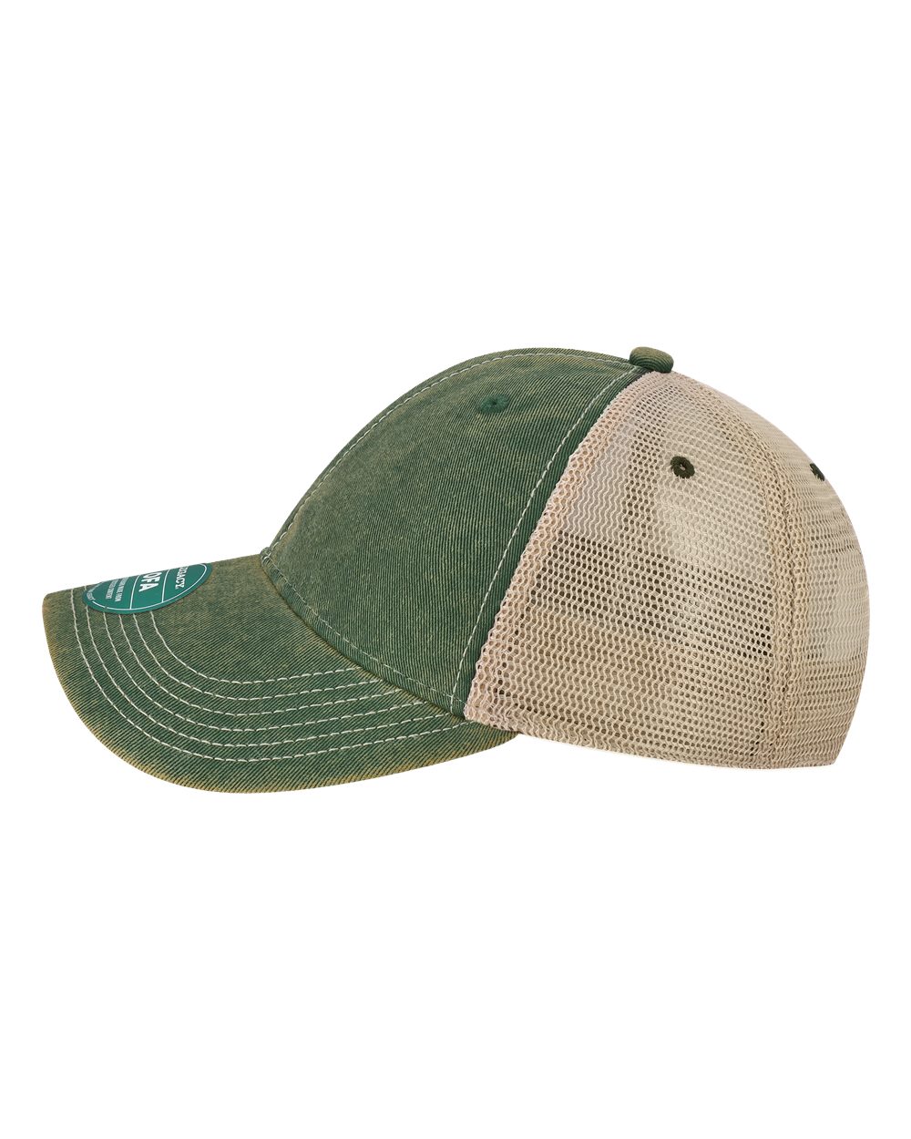 Left View of Dark Green/ Khaki Old Favorite Trucker Cap - OFA