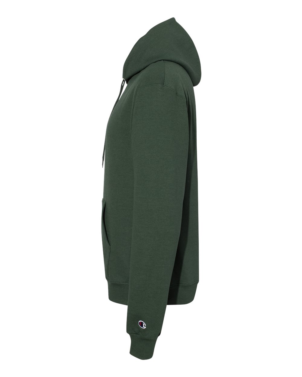 Left View of Dark Green Powerblend® Hooded Sweatshirt - S700