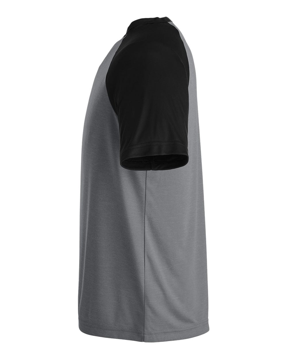 Left View of Dark Grey Heather/ Black Unisex Zone Colorblock Raglan T-Shirt - TT62