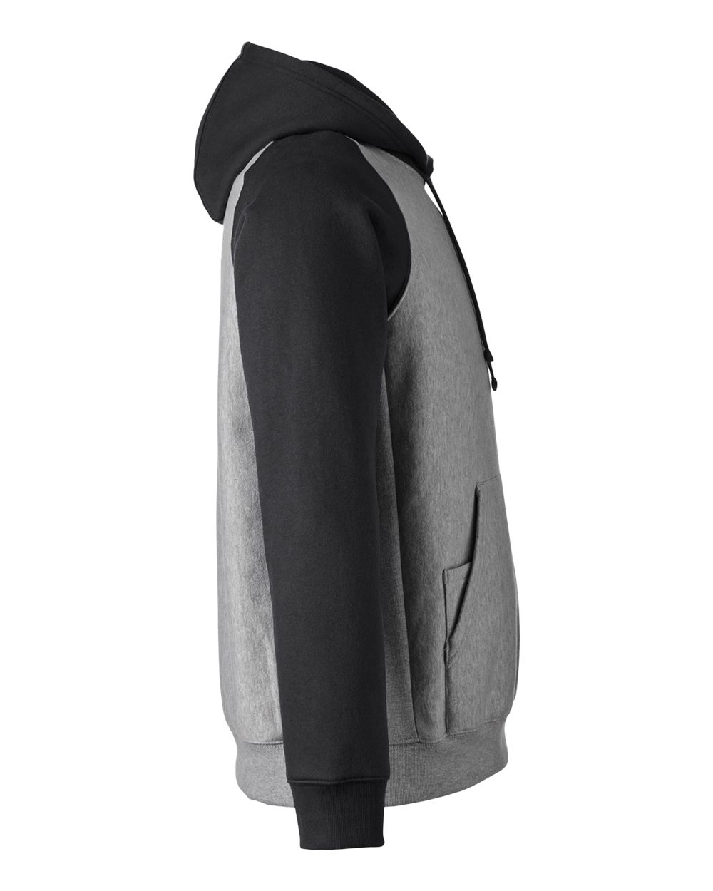 Left View of Dark Grey Heather/ Black Unisex Zone HydroSport™ Heavyweight Colorblock Hooded Sweatshirt - TT96CB