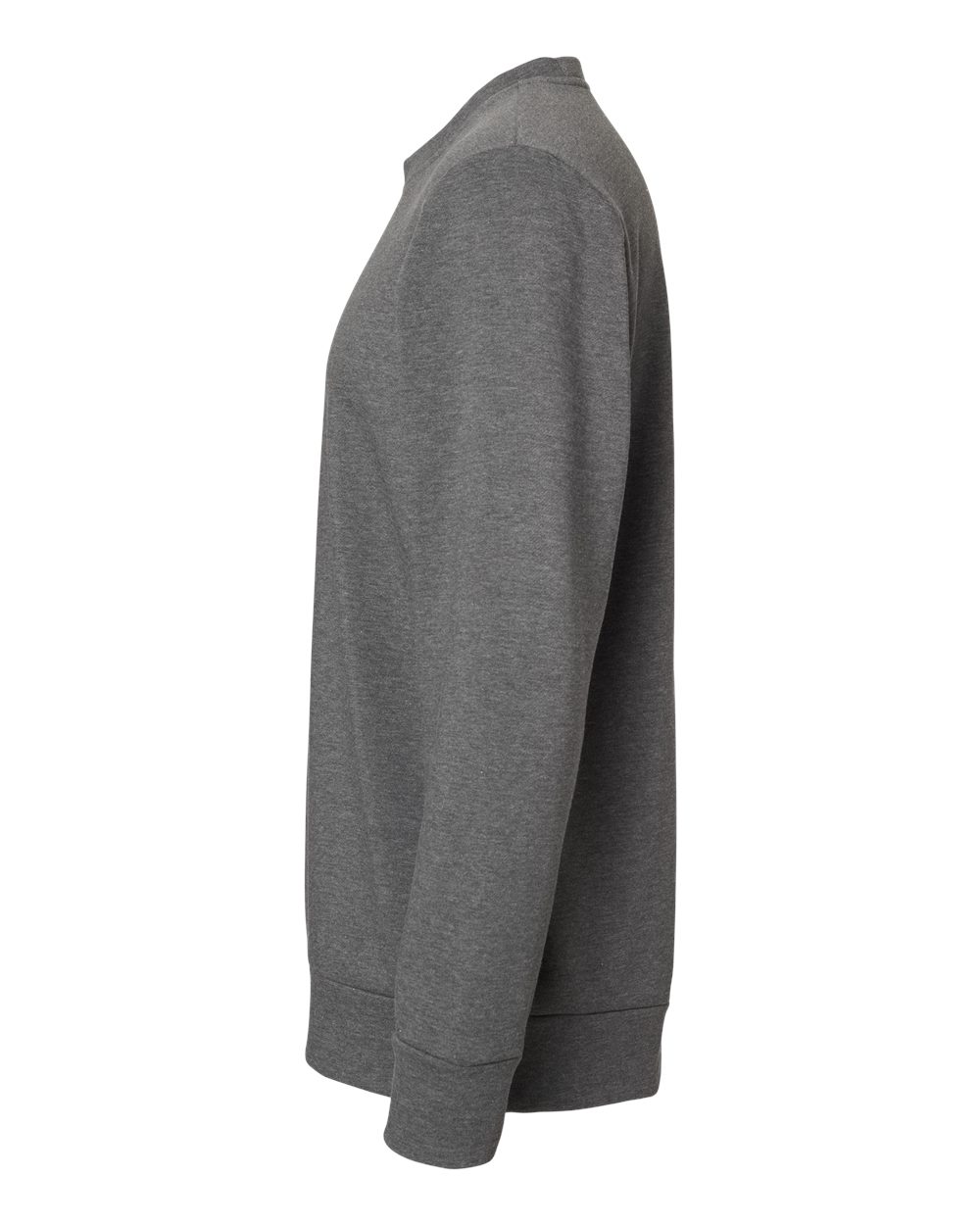 Left View of Dark Grey Heather Fleece Crewneck Sweatshirt - A434