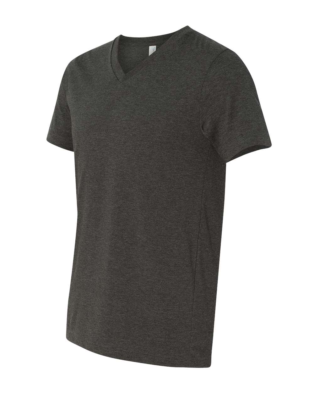 Left View of Dark Grey Heather Heather CVC V-Neck Tee - 3005CVC