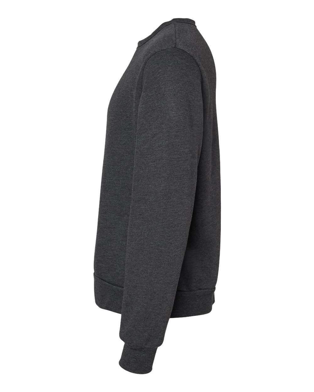 Left View of Dark Grey Heather Sponge Fleece Classic Crewneck Sweatshirt - 3911