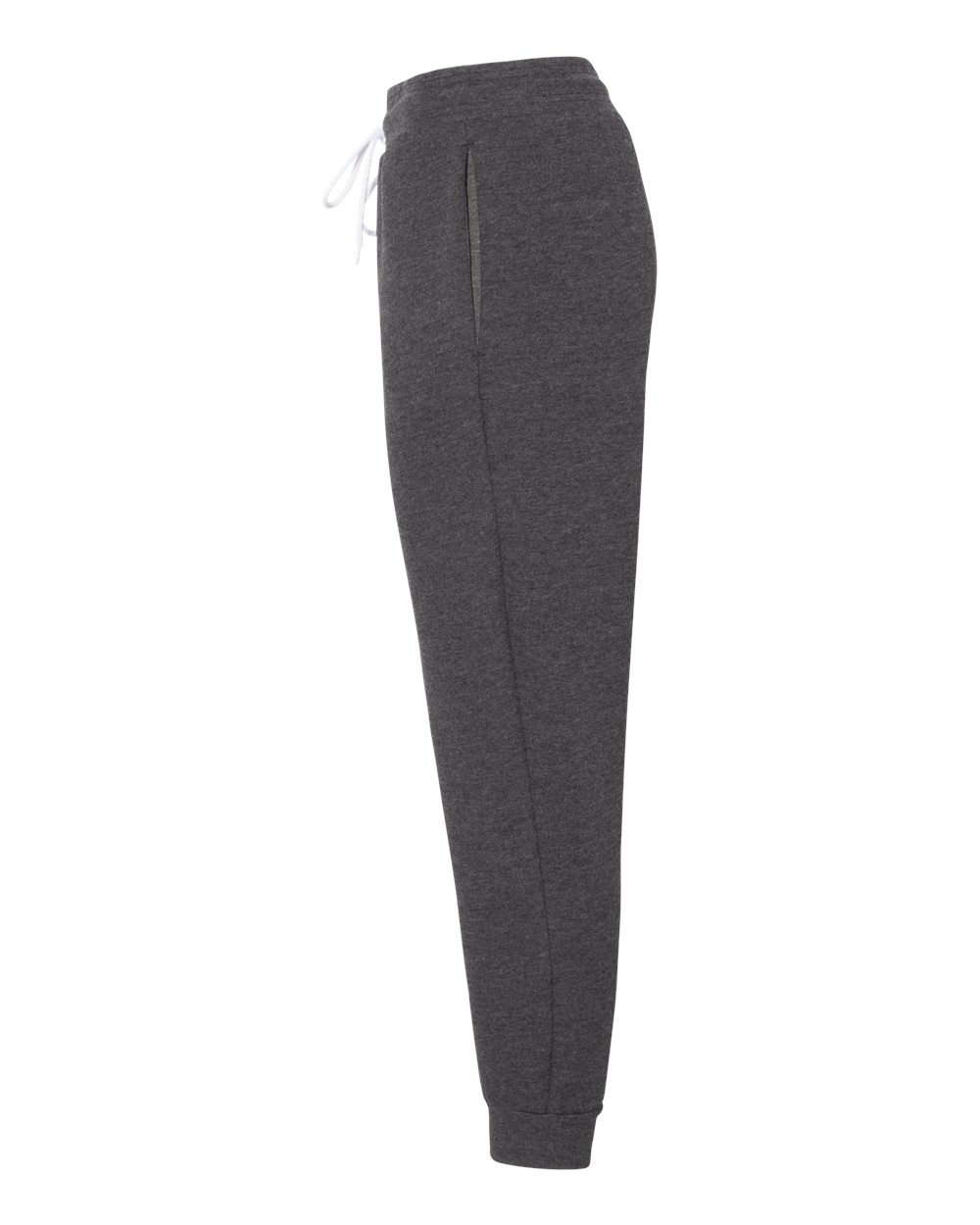 Left View of Dark Grey Heather Sponge Fleece Jogger Sweatpants - 3727