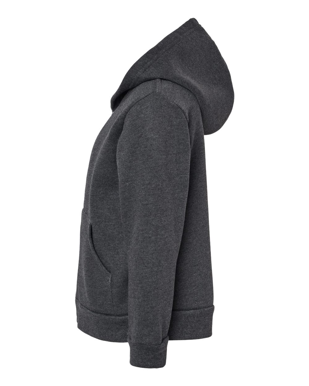 Left View of Dark Grey Heather Toddler Sponge Fleece Full-Zip Hoodie - 3739T