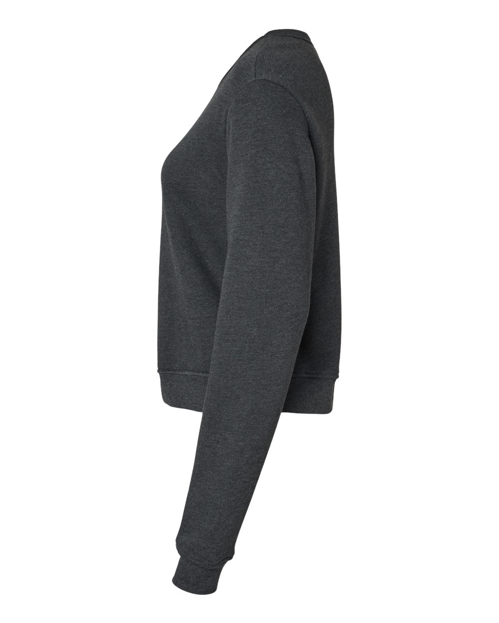 Left View of Dark Grey Heather Women's Sponge Fleece Classic Crewneck Sweatshirt - 7511