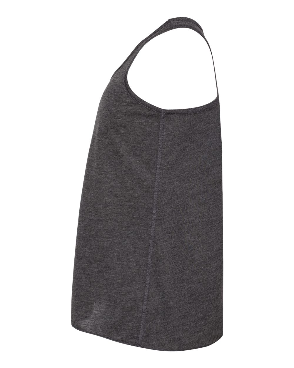 Left View of Dark Grey Heather Youth Flowy Racerback Tank - 8800Y
